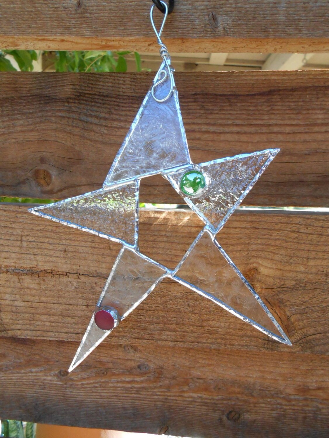 Stained Glass Star Clear Suncatcher Ornament