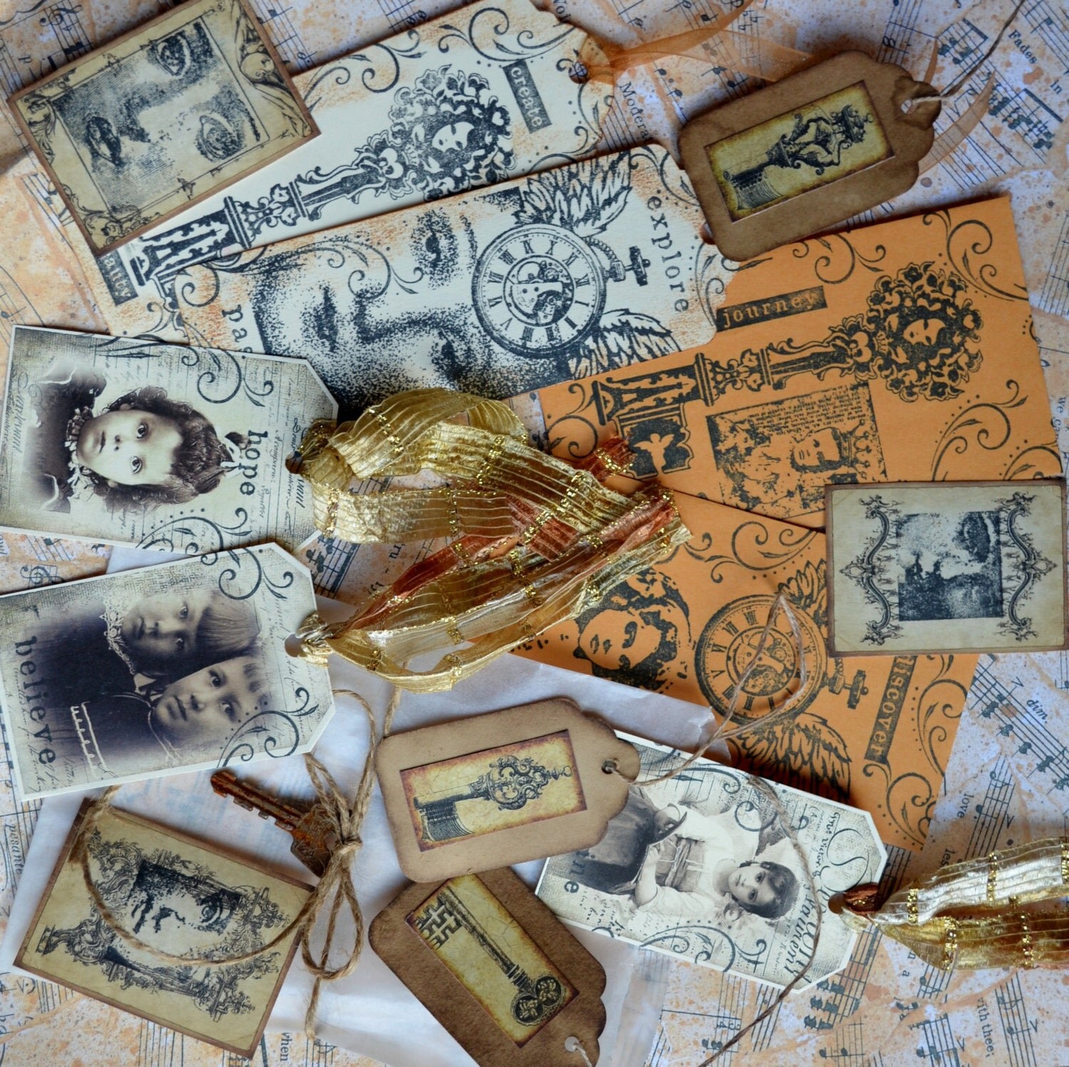 VINTAGE COLLAGE EPHEMERA Set B Art Journal Paper Goods Lot