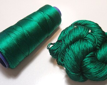 100% Pure Reeled Mulberry Silk Dupion Yarn 50 gram Emerald City RS158 Lot D - Cone or Hank