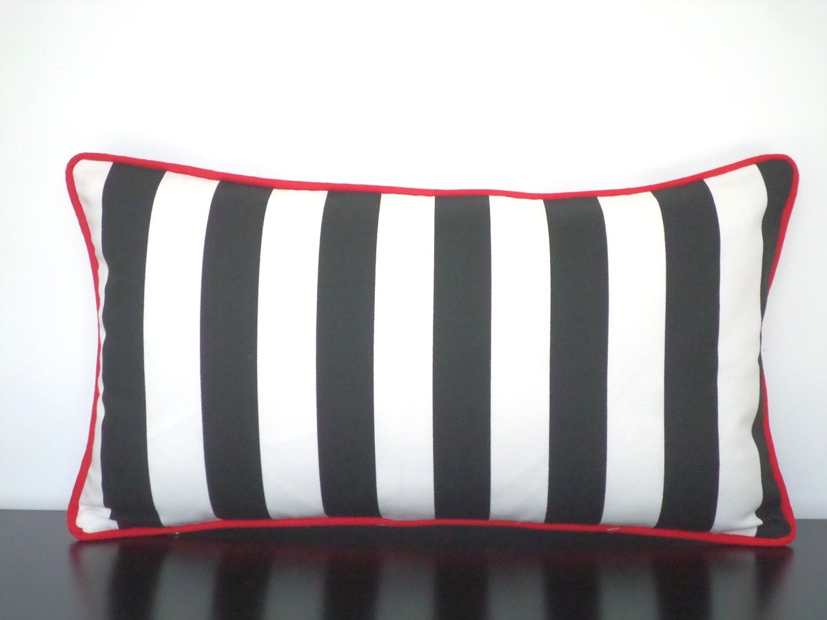 White and black pillow case 20x12 dorm room decor striped