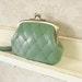 leather coin purse - quilting - jade, vintage inspired, green and brown, leather tassel, beaded purse, green leather coin purse, mint green