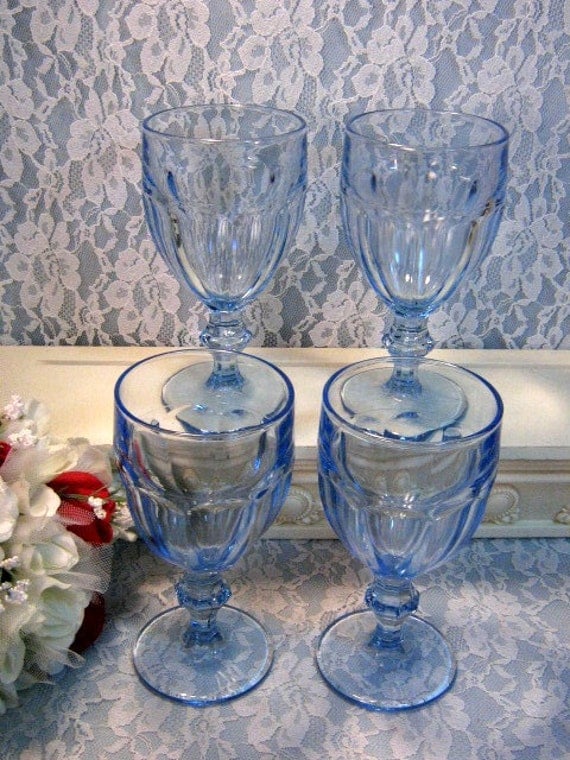 Vintage Libbey Gibraltar Light Blue Footed Ice Tea Water