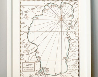 Lake Tahoe Basin Letterpress Printed Map