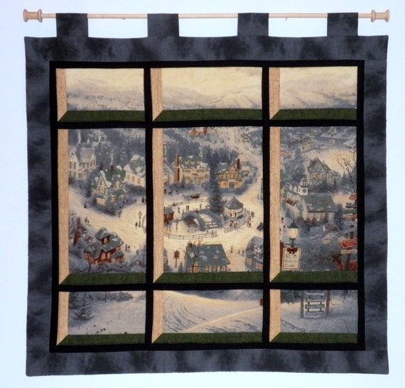 Fabric Wall Hanging Attic Window of a Thomas Kinkade