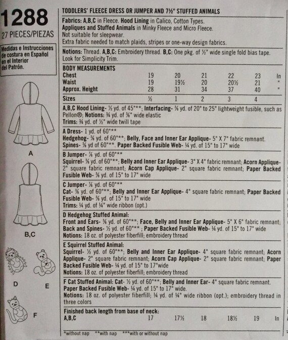 Toddlers' Fleece Dress Pattern, Toddlers' Fleece Jumper Pattern, Fleece