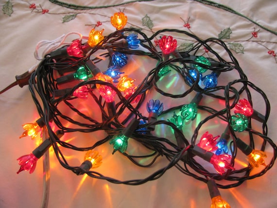 vintage 1960s flower mini christmas lights 35 bulb set string vintage 1960s flower mini christmas lights 35 bulb set string