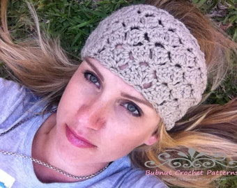 Crochet Headband Pattern - No.804 Tulip Hair Wrap Head Band Pattern Digital Download ONE Size