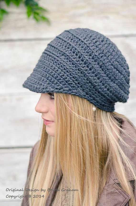 Crochet Hat Pattern Easy Peasy Button-Up Brimmed Newsboy Cap