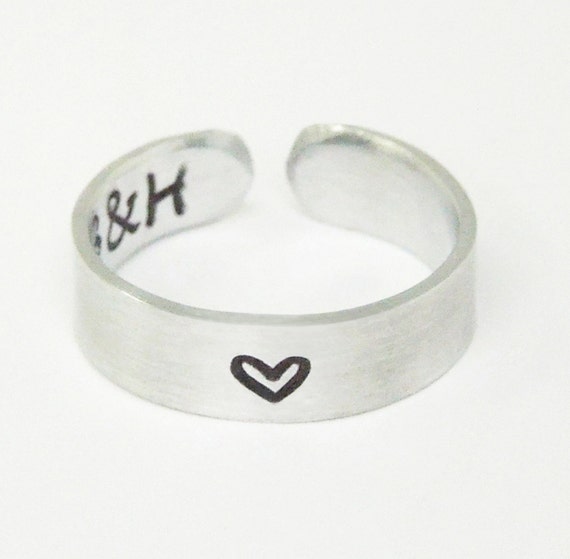 Promise ring heart ring with initials - Personalized couple ring ...