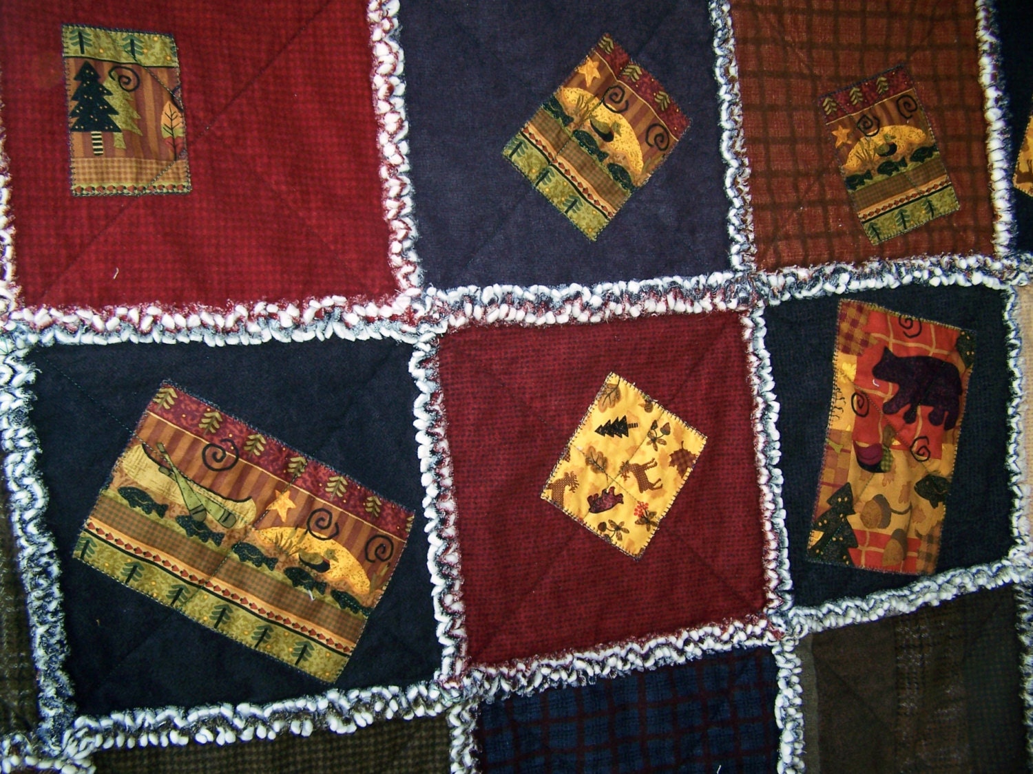 ON SALE handmade woodlands quilt cabin quilt flannel rag