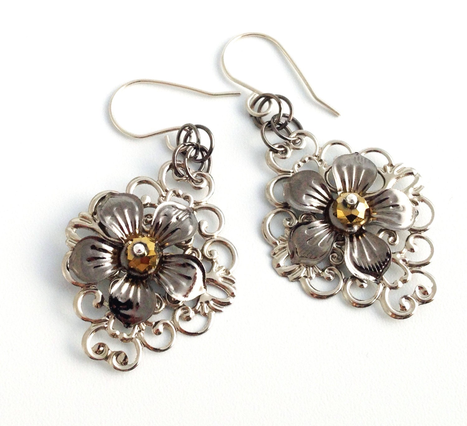 Floral Garden Crystal Earrings with Sterling Silver