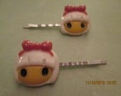 Cute Girly Bobby Pin Set -  Anime' Style Bobby Pins - Little Girl Bobby Pins