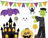 Spooky Party Cute Digital Clipart - Commercial Use OK - Halloween Clipart - Halloween Graphics Il_170x135