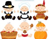 Thanksgiving Baby Cute Digital Clipart - Commercial Use OK - Thanksgiving Graphics, Baby Thanksgiving, Autumn Baby Clipart Il_170x135