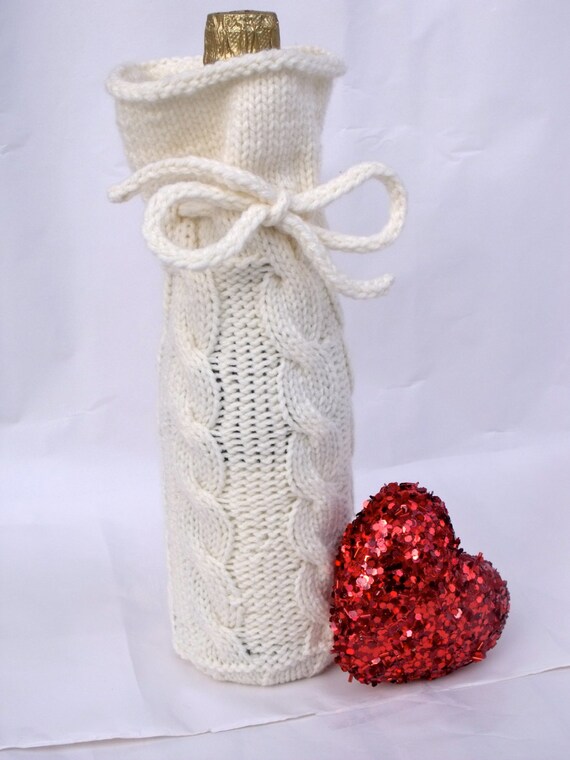 Cable Knit Wine Bottle Bag Bottle Cozy PDF Knitting Pattern