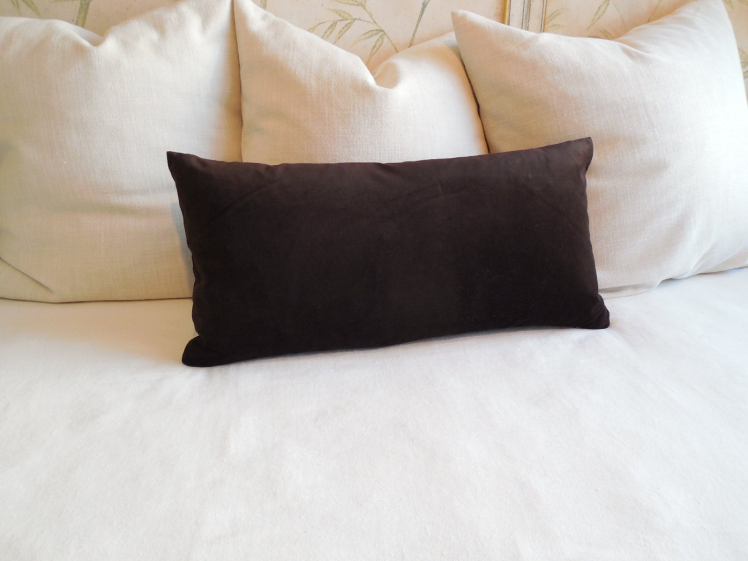 JAVA brown velvet lumbar decorative bolster pillow 13x26