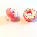 Strawberry, Pink Donut Post Earrings,miniature food, kawaii, marie antoinette, hunger games inspired