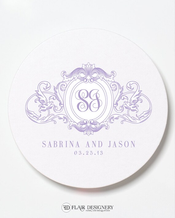 Parisian Scroll Foil Letterpressed Coasters - Set of 50 - for Weddings, Holidays, Parties and More by Flair Designery Il_570xn
