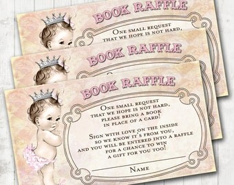 Book Raffle Cards - Princess Party For Girl - Princess - Crown - Pink - DIY Printable - Matching Book Raffle Tickets