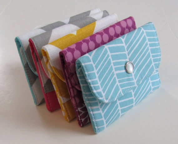 Items similar to Coin Purse, Fabric Credit Card Wallet, Mini Snap Pouch ...