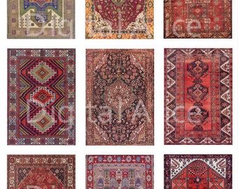 ANTIQUE ORIENTAL RUG - Digital Download Collage Sheet , Tags,Miniatures, Dollhouse,scrapbooking more - DiY