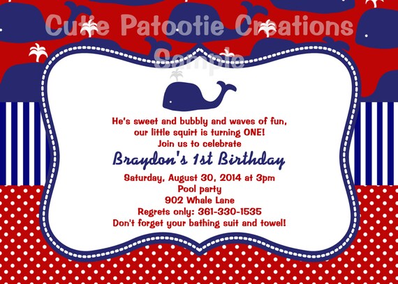 Preppy Whale Birthday Invitation - Preppy Whale Baby Shower Invitations Il_570xn