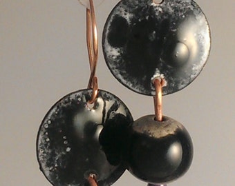 SALE! namel and Raku Earrings - Licorice