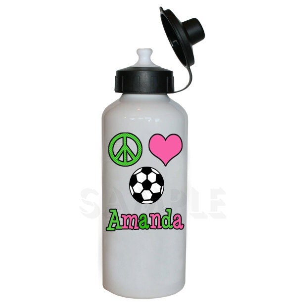 Soccer Water Bottle , Peace Love Soccer Personalized Water Bottle Il_570xn