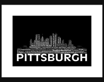 Pittsburgh Skyline Word Art 2 Typography Print Poster Map