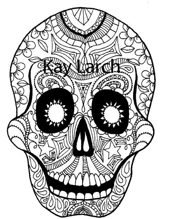 Items similar to Day of the Dead, Dia de los Muertas Coloring Book Page ...