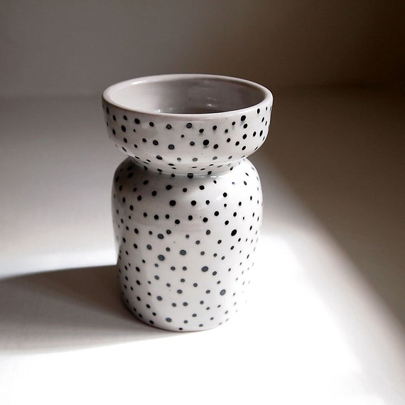 Ceramic Black and White Polka Dot Vase