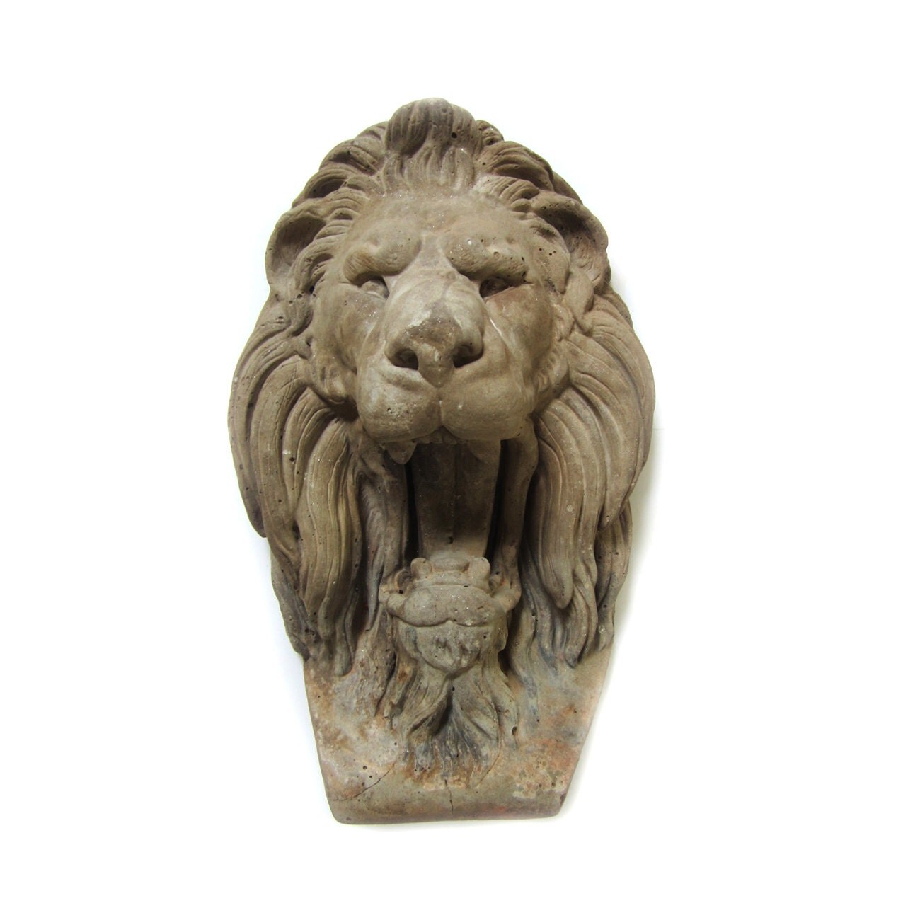 Vintage Concrete Lion Head Fountain Garden Wall Hanging Patio