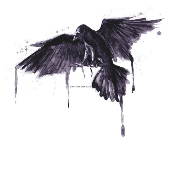 The Raven Print digital watercolor painting