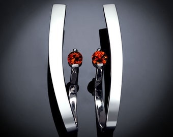 garnet earrings, statement earrings, Argentium silver earrings, January birthstone, Christmas earrings, dangle earrings, for her - 2001