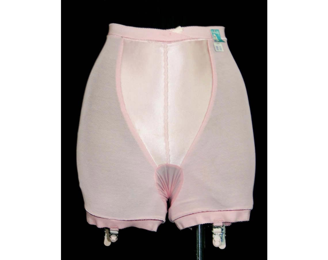 Pink 60s Satin Panel Panty Girdle Size 9 Waist Up To 28