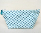 Zipped cotton pouch, makeup bag or storage pouch in lovely jade green