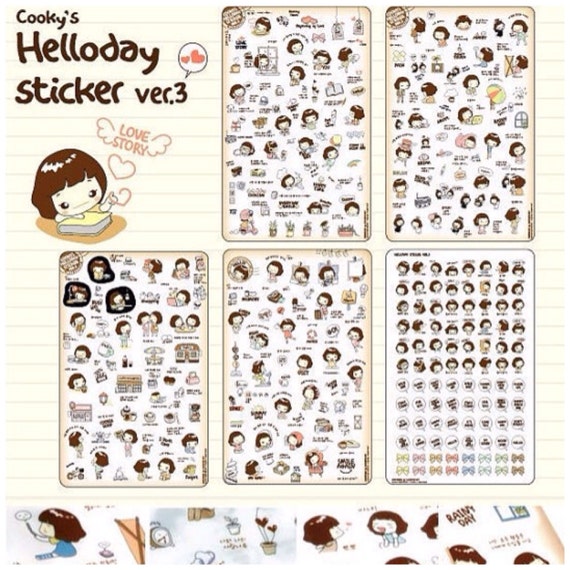 items similar to kawaii korean adhesive stickers 5 sheets set cooky