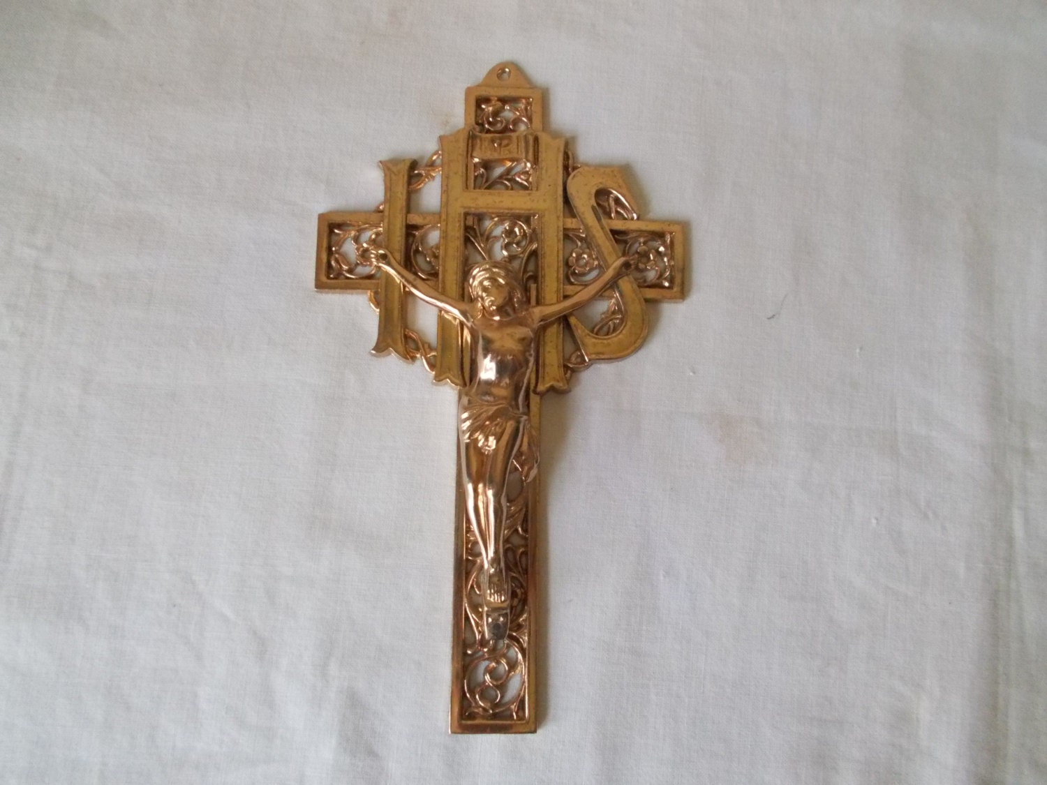 Ornate Brass Crucifix Wall Hanging