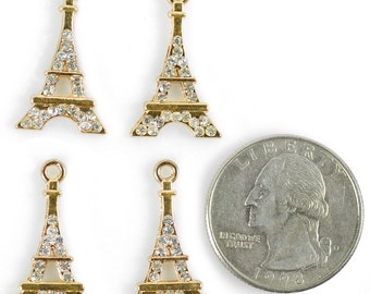 Eiffel Tower Charms with Rhinestones, Set of Four *ZG-C01