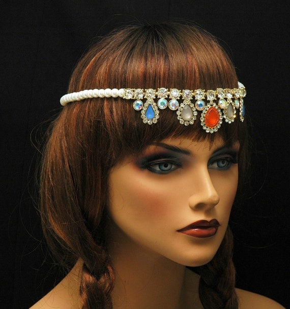 Bohemian Headpiece Pearl Head Chain Gold Headpiece Moroccan