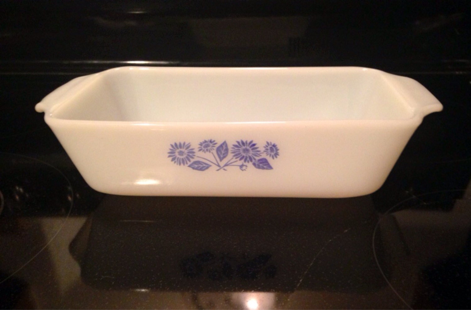 Fireking Loaf Pan / Baking Dish with Blue Flowers Haute Juice