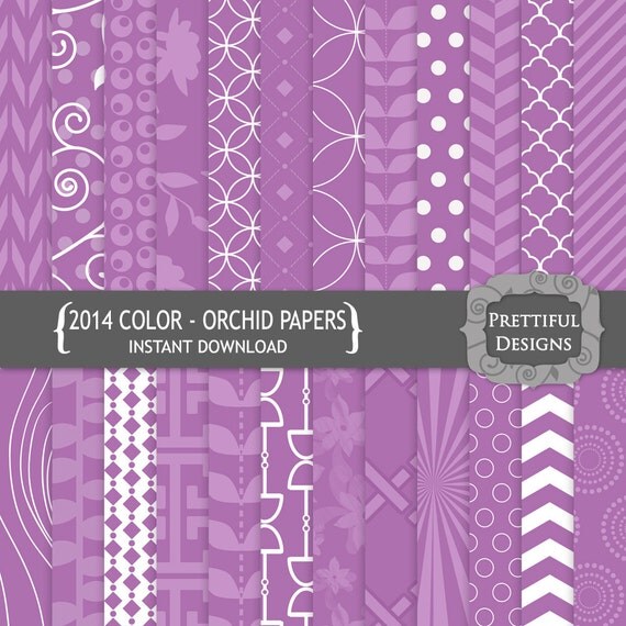 NEW Digital Scrapbooking Papers 2014 Pantone Color of Year CU Ok - Orchid (789) Il_570xn