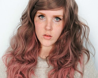 SALE Grey wig, pink wig, cosplay wig, scene wig, curly wavy long hair wig, Boho Indie Easter wig / / Miracle