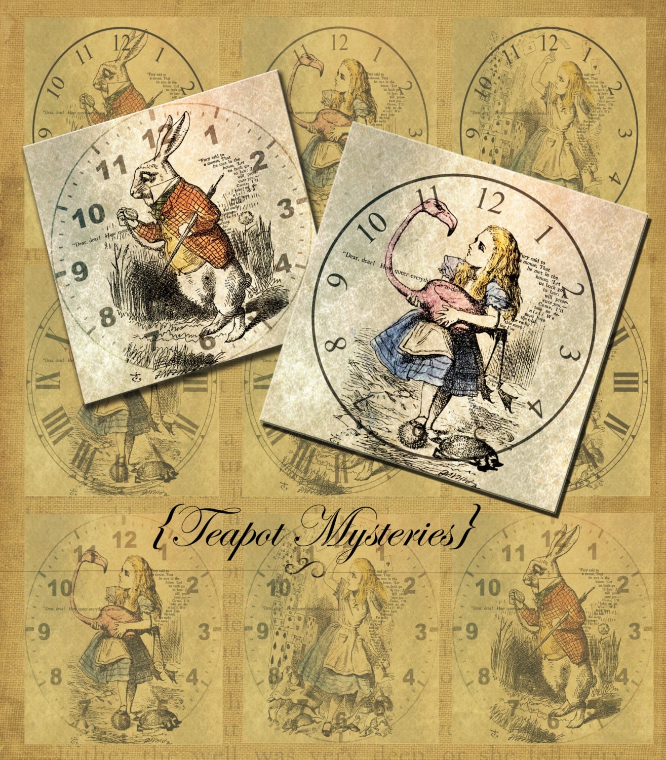 Alice In Wonderland Printable Clocks by TeapotMysteries on Etsy