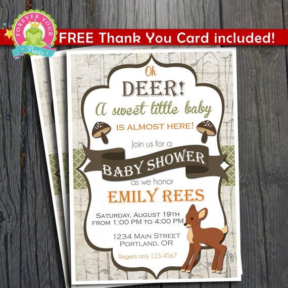 Woodland Baby Shower Invitation - FREE Thank You Card included Il_570xn