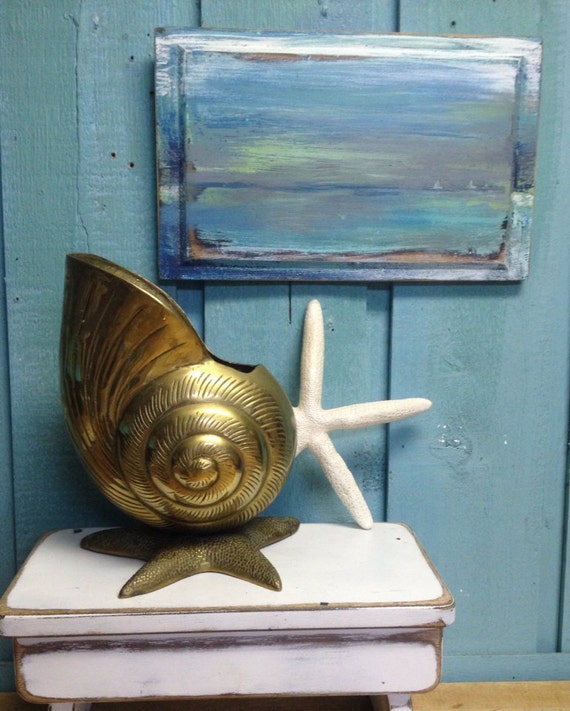 Brass Nautilus Seashell Starfish Container Vase by CastawaysHall