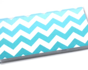 Checkbook Cover Blue Chevron