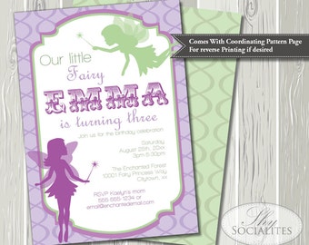 Purple and Green Fairy Birthday Invitation | Pixie Invitation, Fairy Invitation, Fairy Party, Fairies | Printed or Printable Invitations