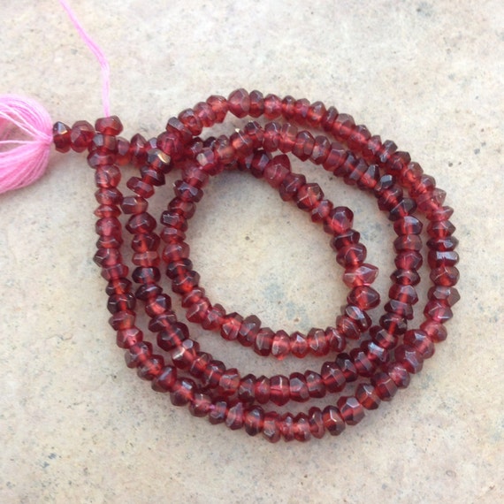 Garnet Beads hand faceted rondelles 13 inch by marketplacebeads