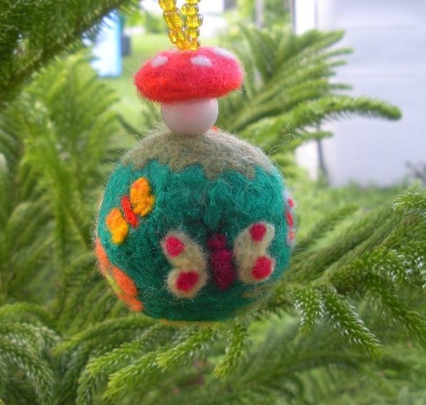 Christmas tree Decoration Needle Felted ball Waldorf inspired Woodland handmade